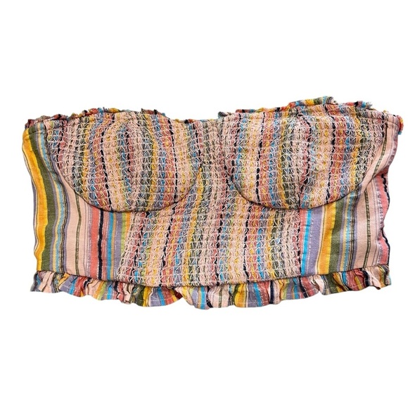 Pilcro Women’s Size M Rainbow Smocked Top Festival Going Out Strapless - Picture 6 of 11